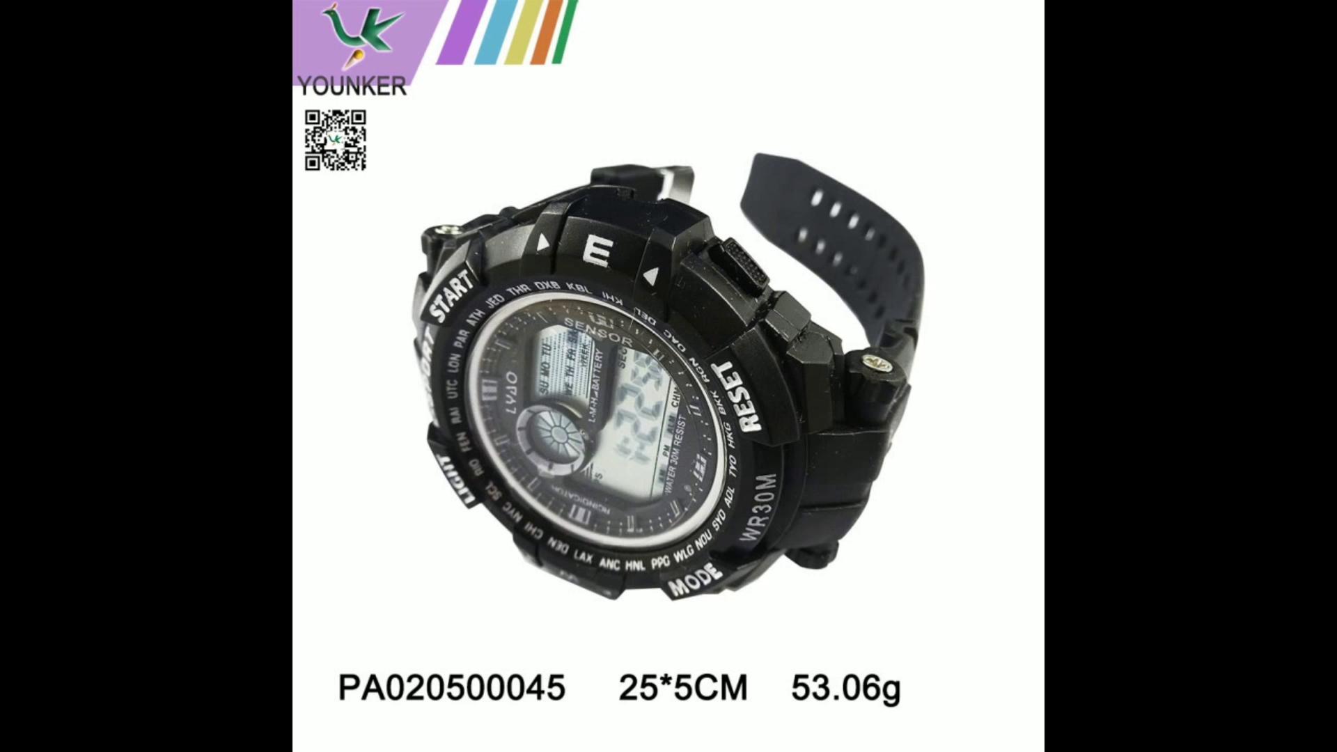 Our Sales Plastic Waterproof Men's Sport Intelligent Circular Multi-functional Electronic Watch.