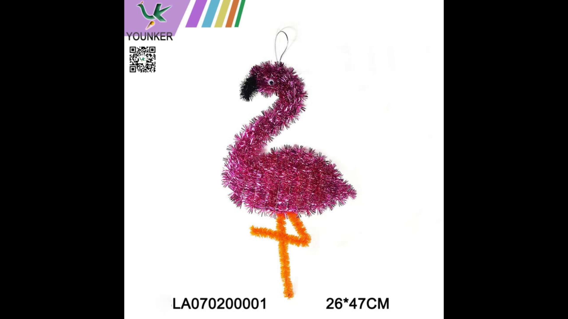3D Plastic Flamingo Tinsel Easter Ornament Wall Decorations Easter Craft Supplies.